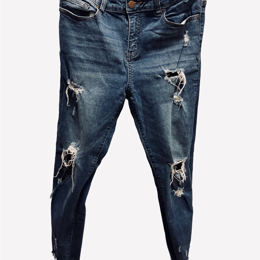 Fashion Nova Ripped Blue Skinny Jeans